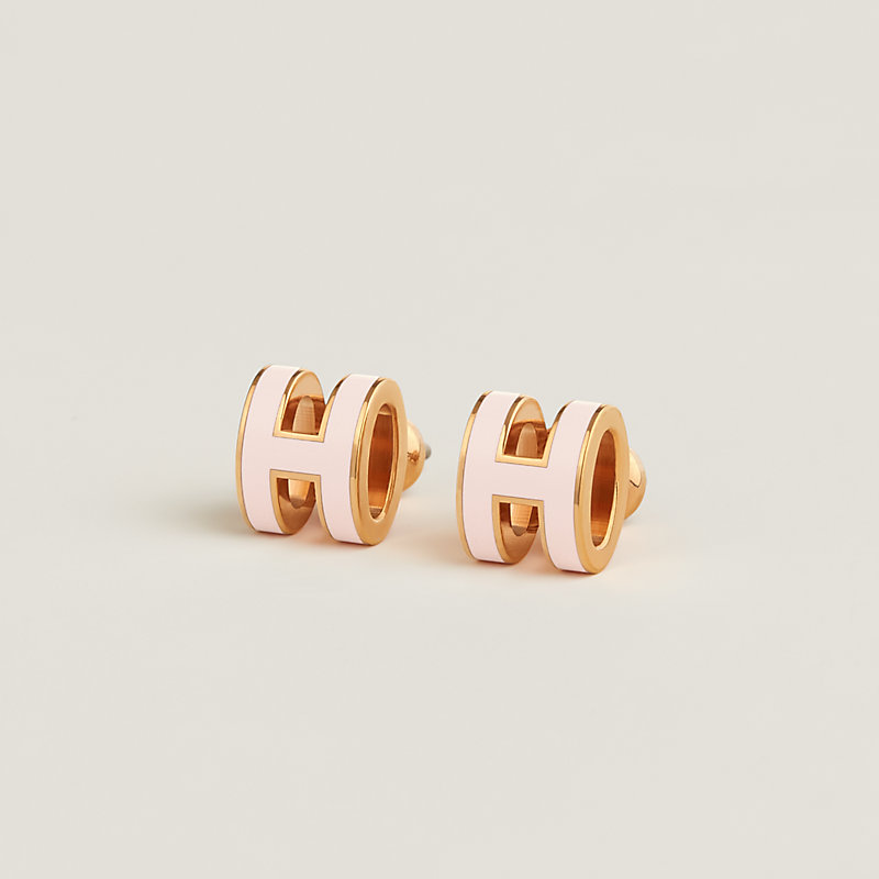 Hermes Mini Pop H Earring Rose Gold & Rose Dragee