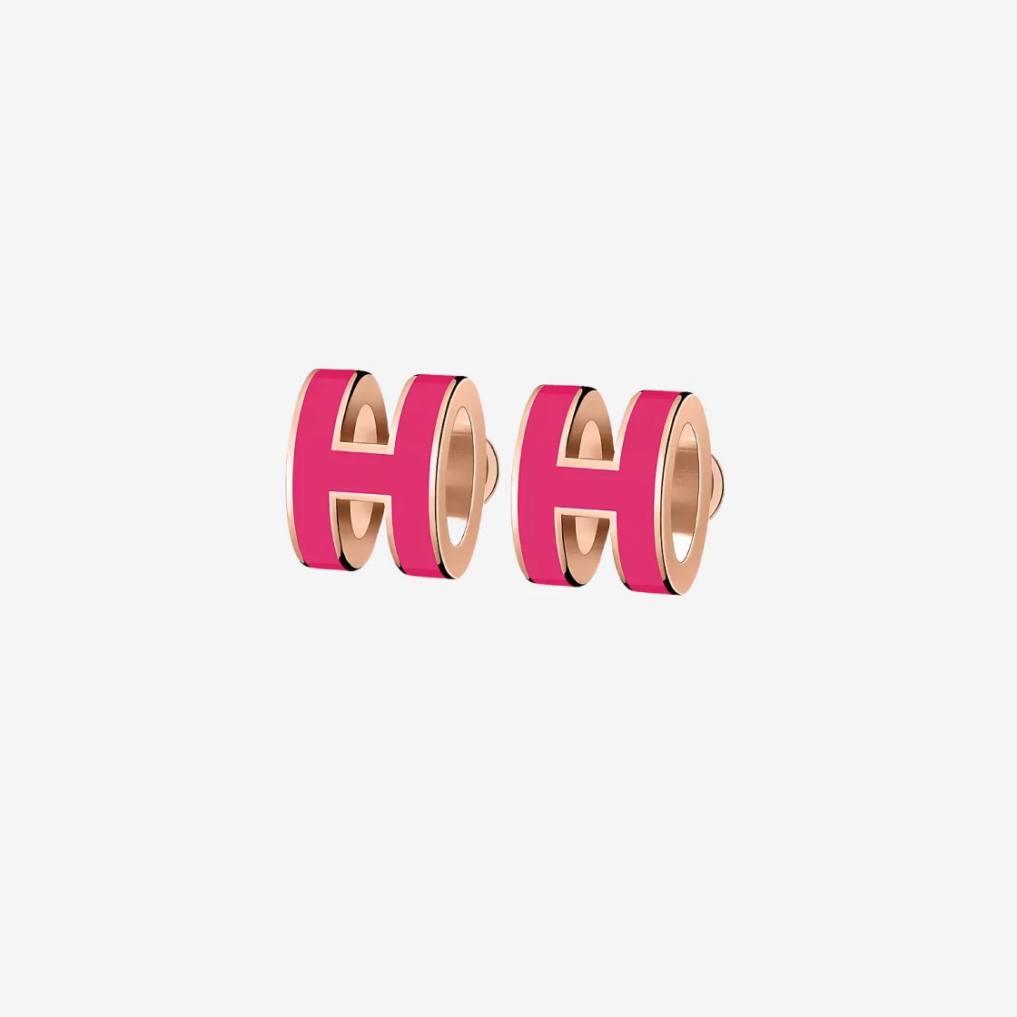 Hermes Mini Pop H Earring Rose Gold & Rose Extreme