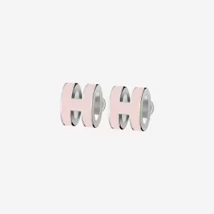 Hermes Mini Pop H Earring Palladium & Rose Dragee