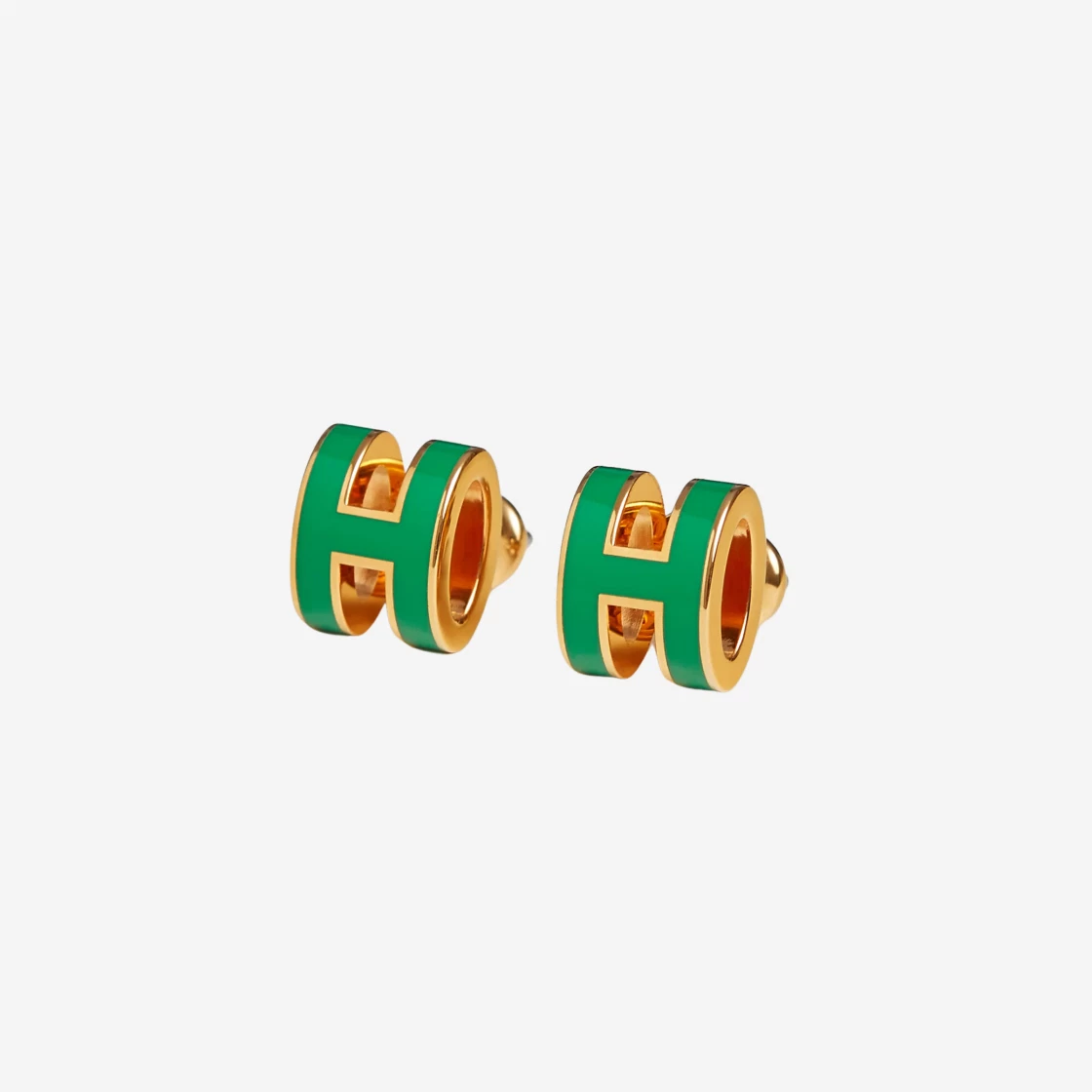 Hermes Mini Pop H Earring Gold & Malachite