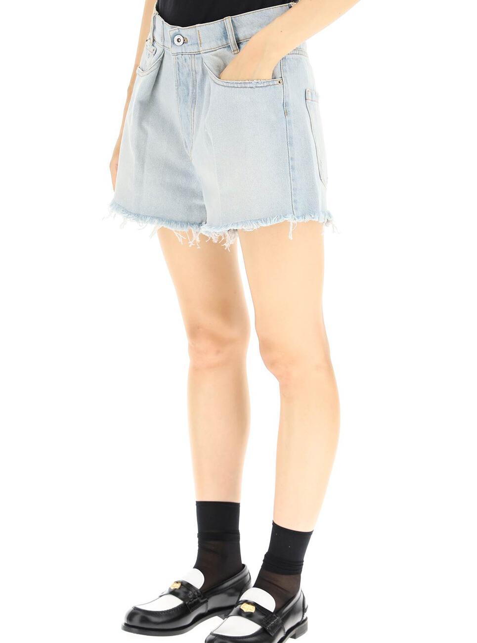 Miu Miu Denim Shorts With Logo Patch