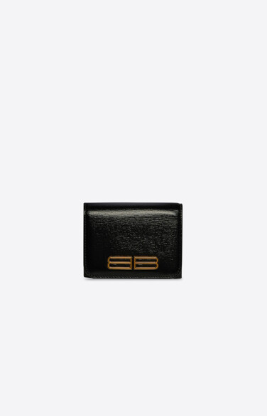 Stripe Embossed Calfskin Gossip Mini Zipper Wallet