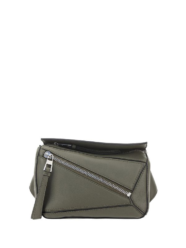 Mini Puzzle bumbag in classic calfskin - Khaki