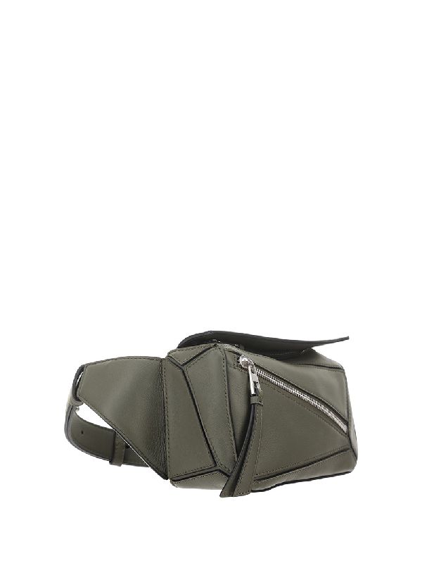 Mini Puzzle bumbag in classic calfskin - Khaki