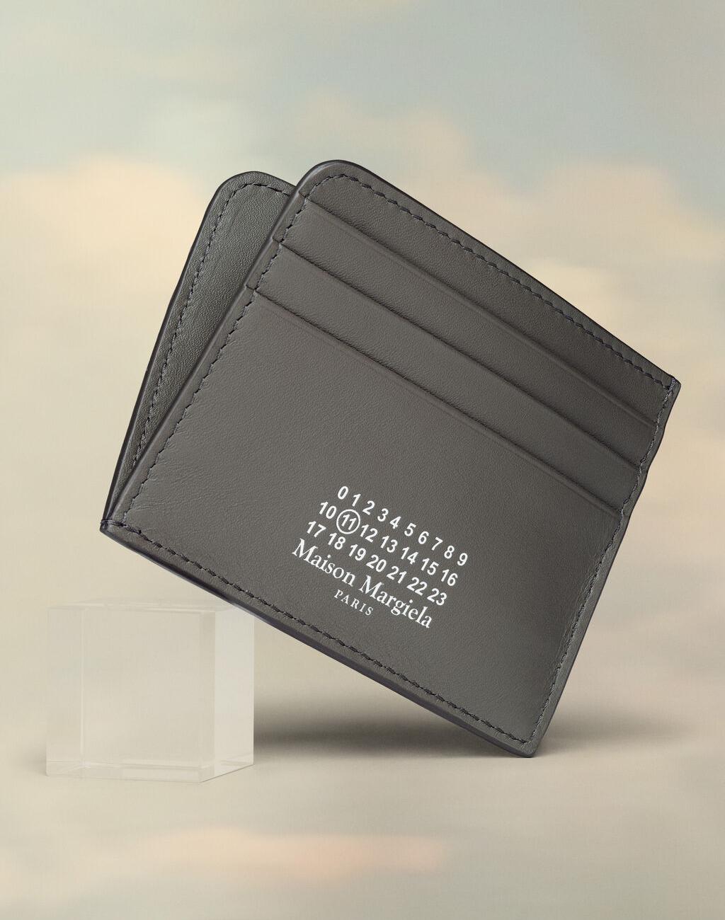 Gray leather card holder