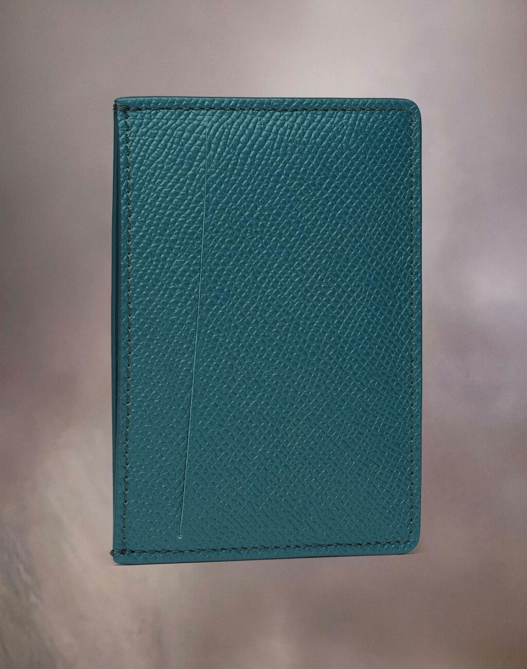 Green leather small card holder