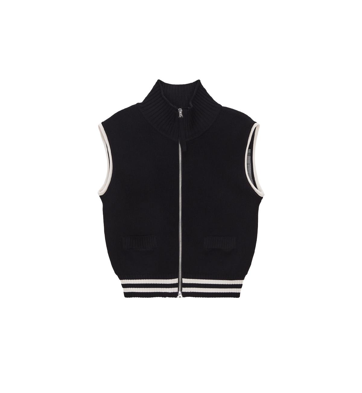 SPELL POINT STRIPE KNIT VEST IN BLACK