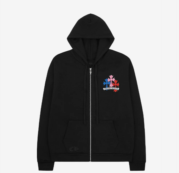 Chrome Hearts Multi Color Cross Zip-Up Hoodie Black