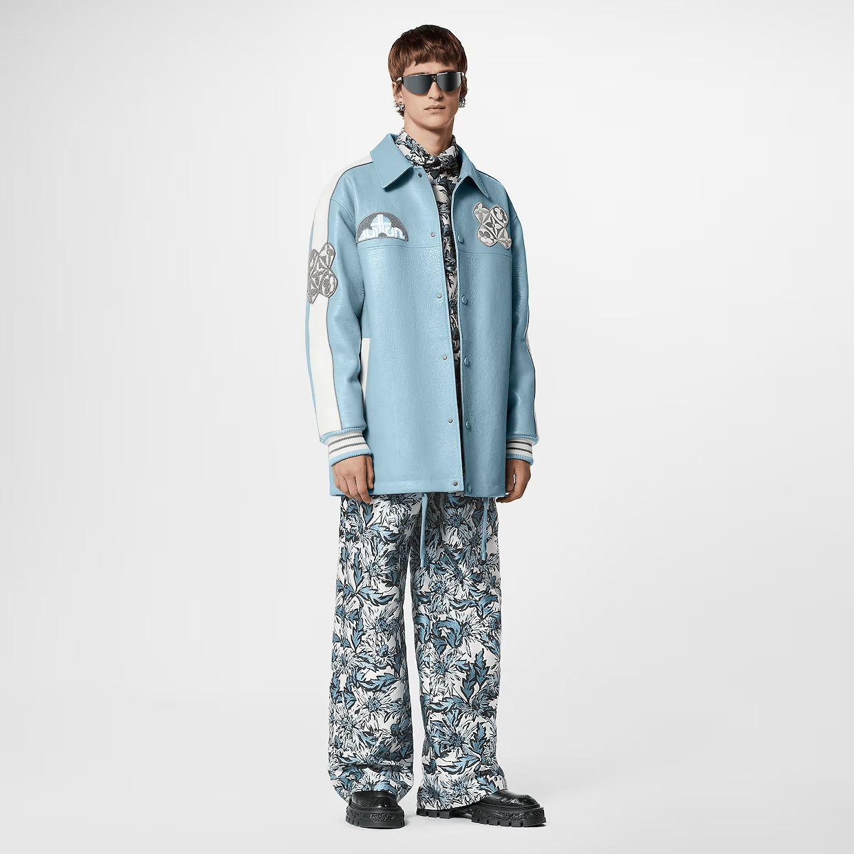 Long leather coach jacket