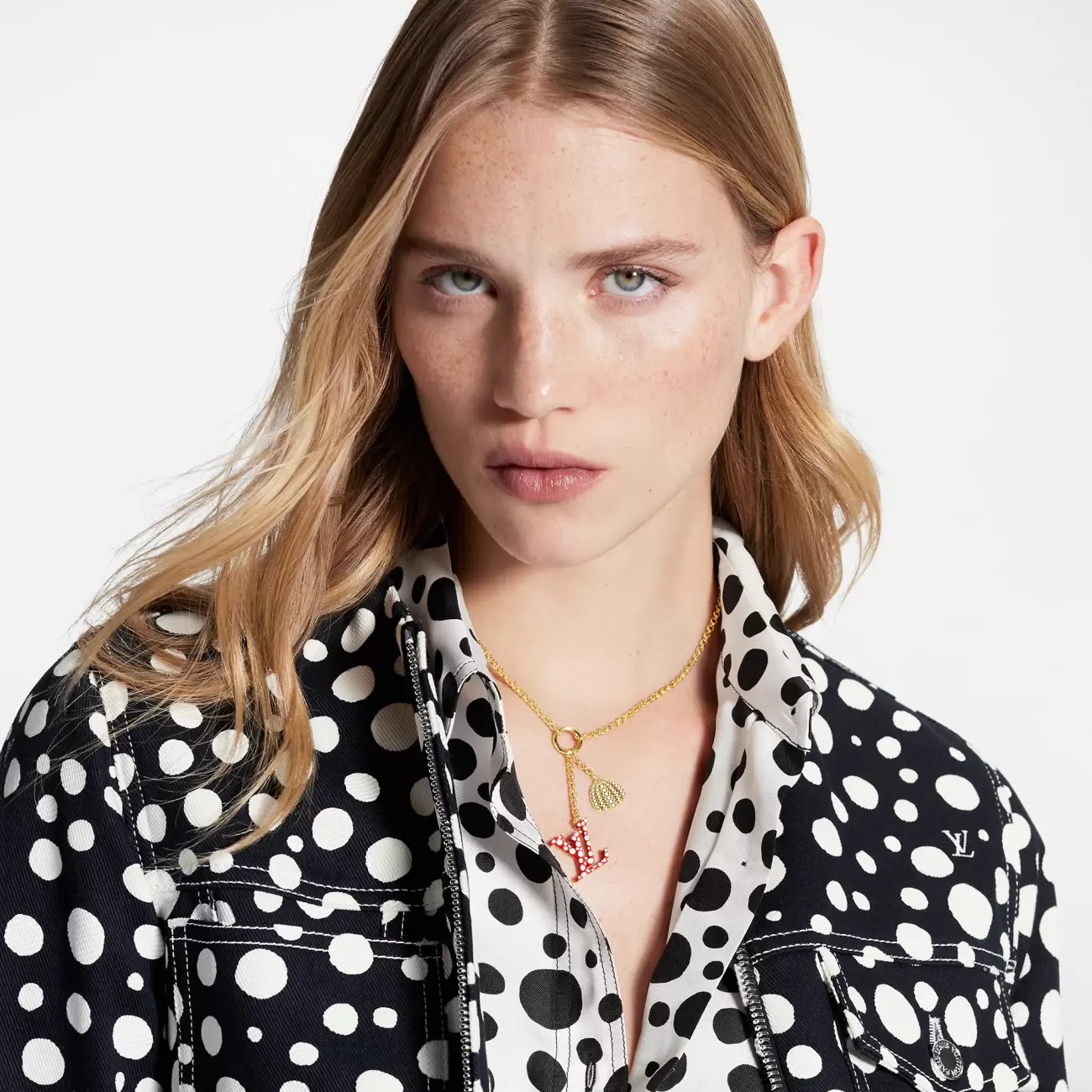 LV x YK LV Iconic Infinity Dot Necklace Red white