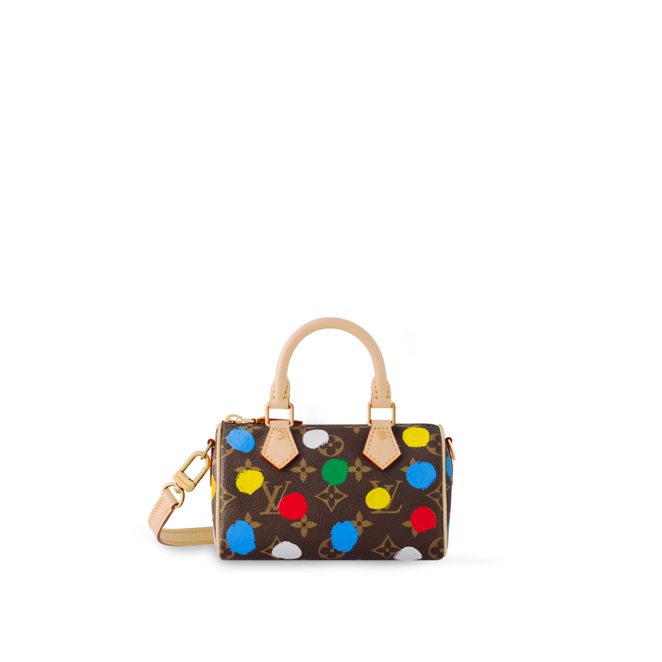 LV x YK Nano Speedy Monogram coated canvas with 3D painted dot print
