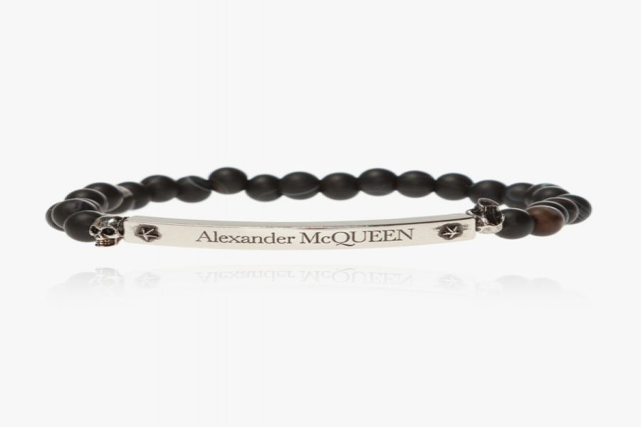 ALEXANDER MCQUEEN BLACK BRACELET WITH BEADS