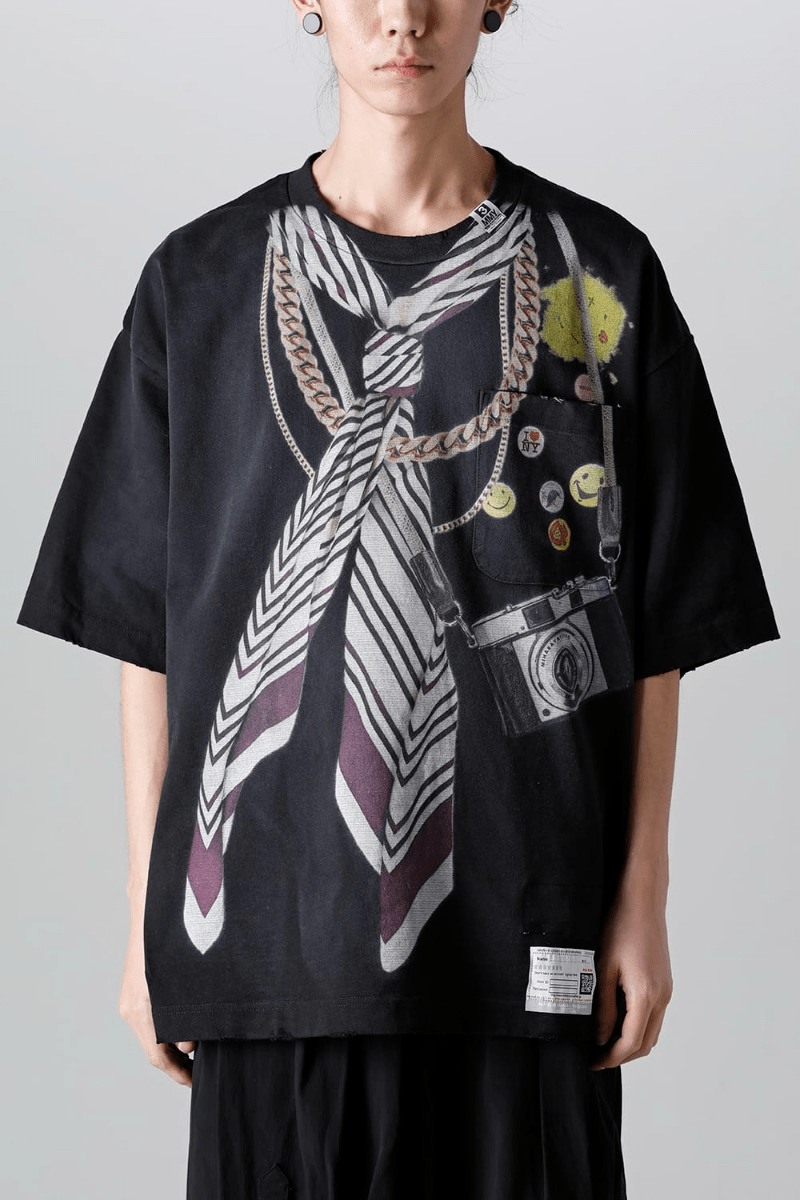 Trompe l'oeil printed Tee Black