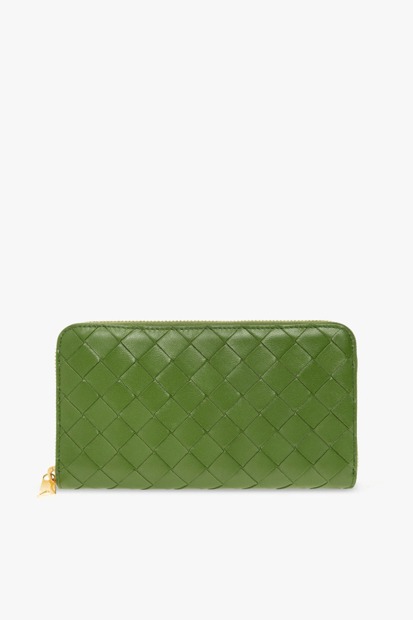 BOTTEGA VENETA GREEN INTRECCIATO LEATHER WALLET