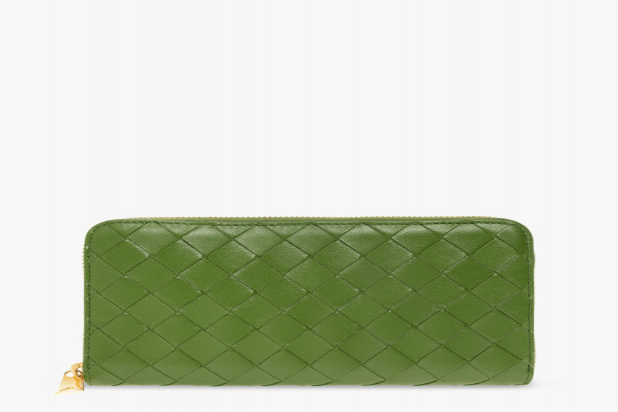 BOTTEGA VENETA GREEN INTRECCIATO LEATHER WALLET