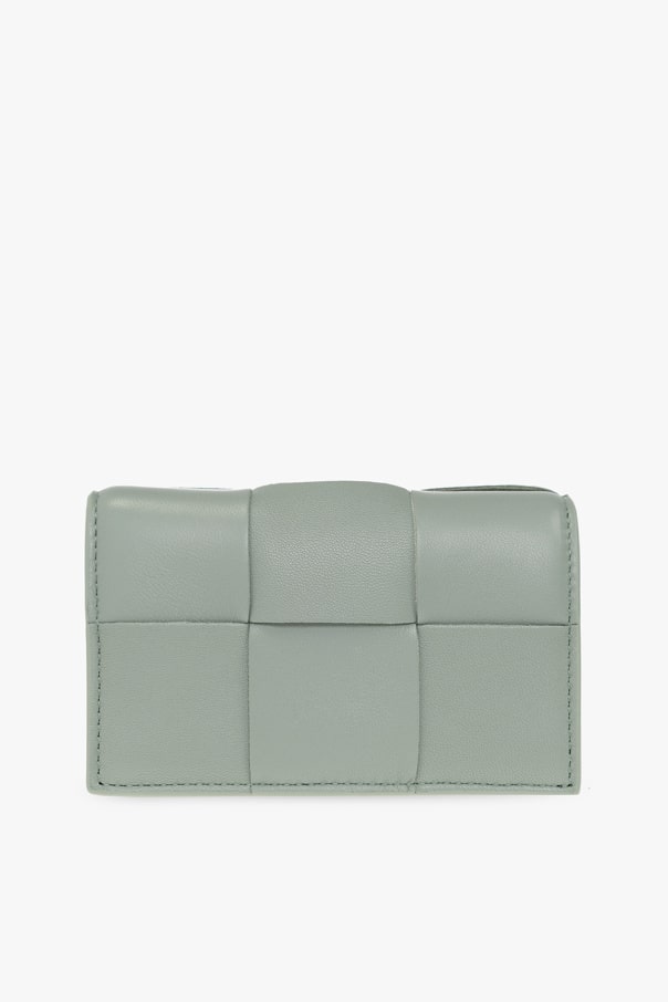 BOTTEGA VENETA GREEN CARD CASE WITH ‘INTRECCIO’ WEAVE