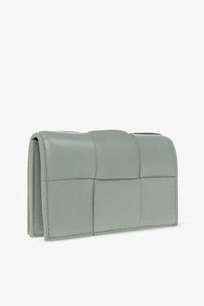 BOTTEGA VENETA GREEN CARD CASE WITH ‘INTRECCIO’ WEAVE