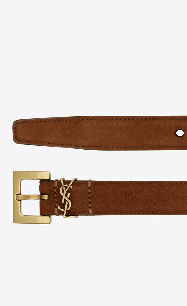 CASSANDRE THIN BELT WITH SQUARE BUCKLE IN SUEDE