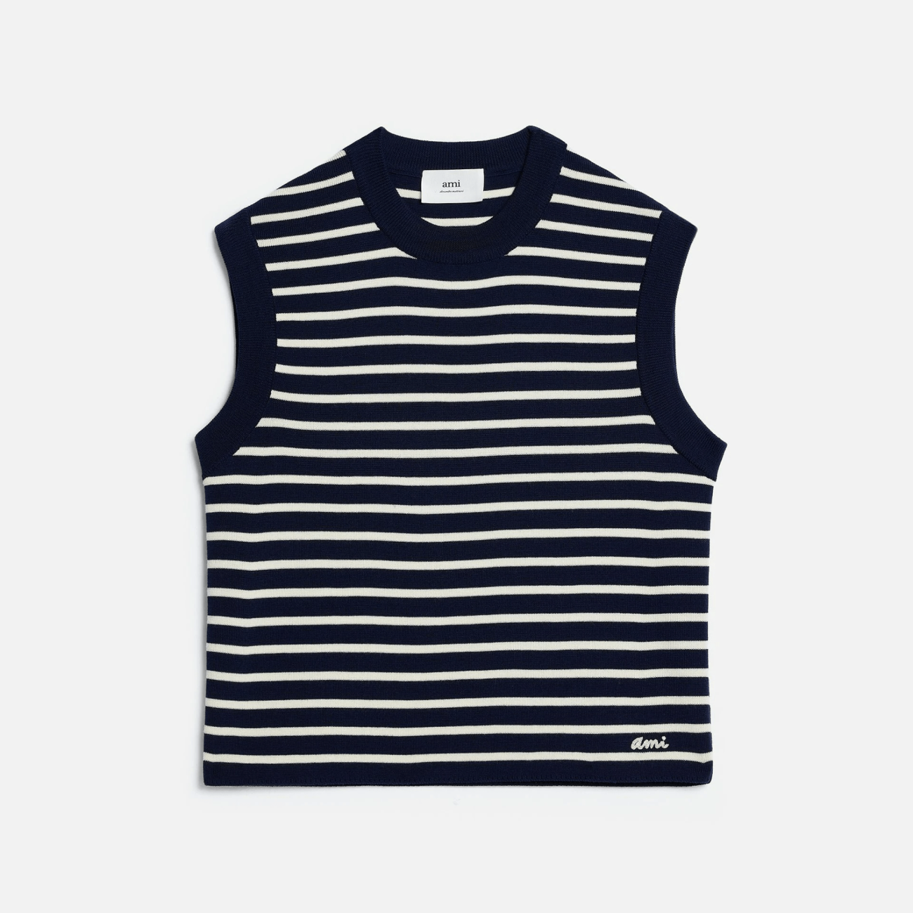 Ami Embroidery Sleeveless Sailor Sweater