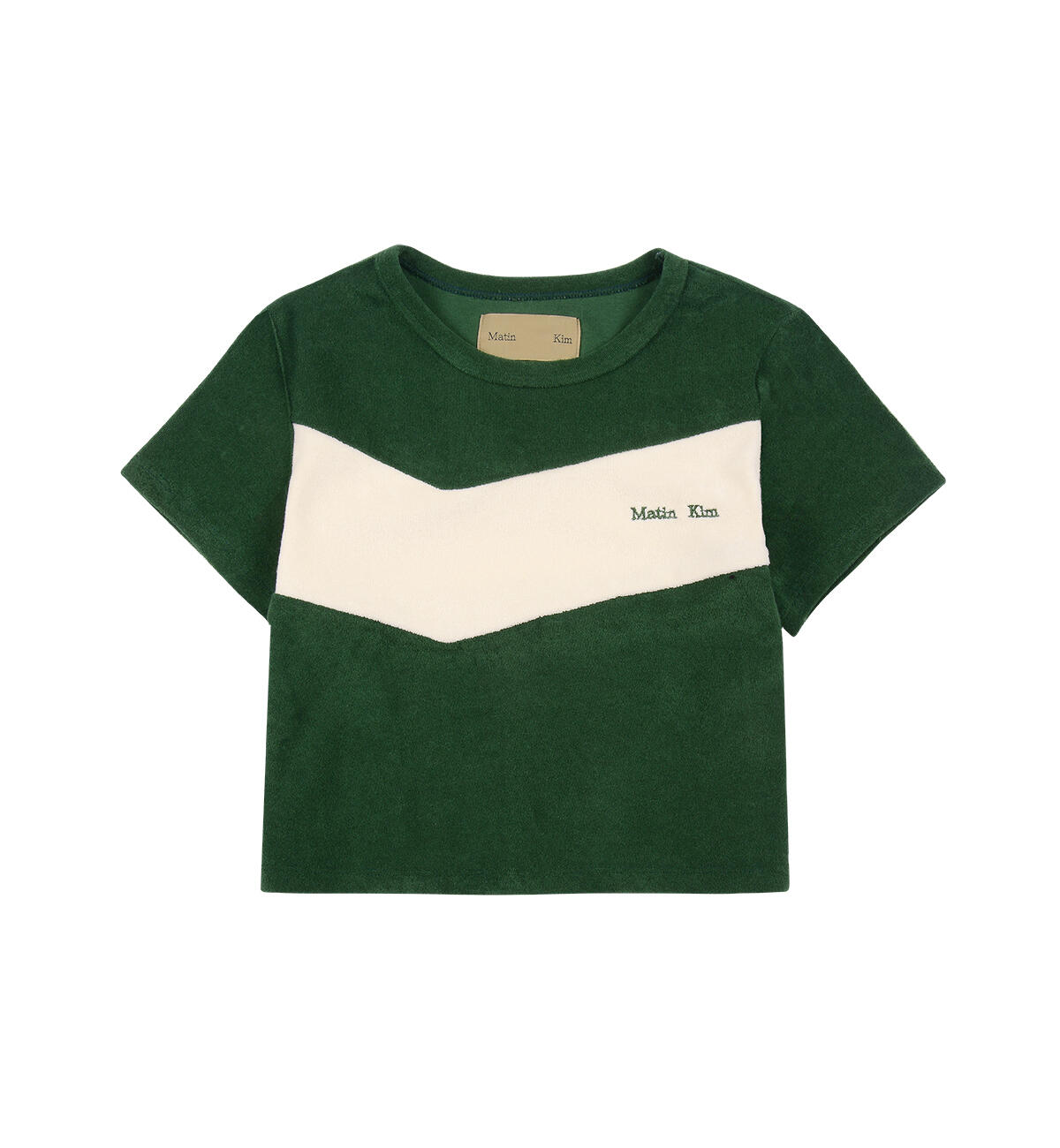 COLOR BLOCK TERRY CROP TOP IN GREEN