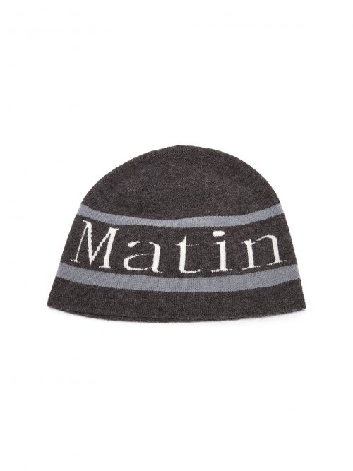  STRIPE LOGO SHORT BEANIE IN GRAY