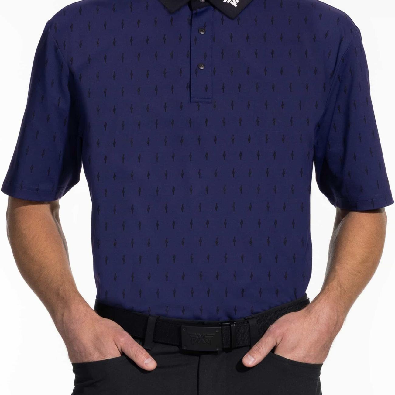 Men's COMFORT FIT CACTUS PRINT POLO - Navy