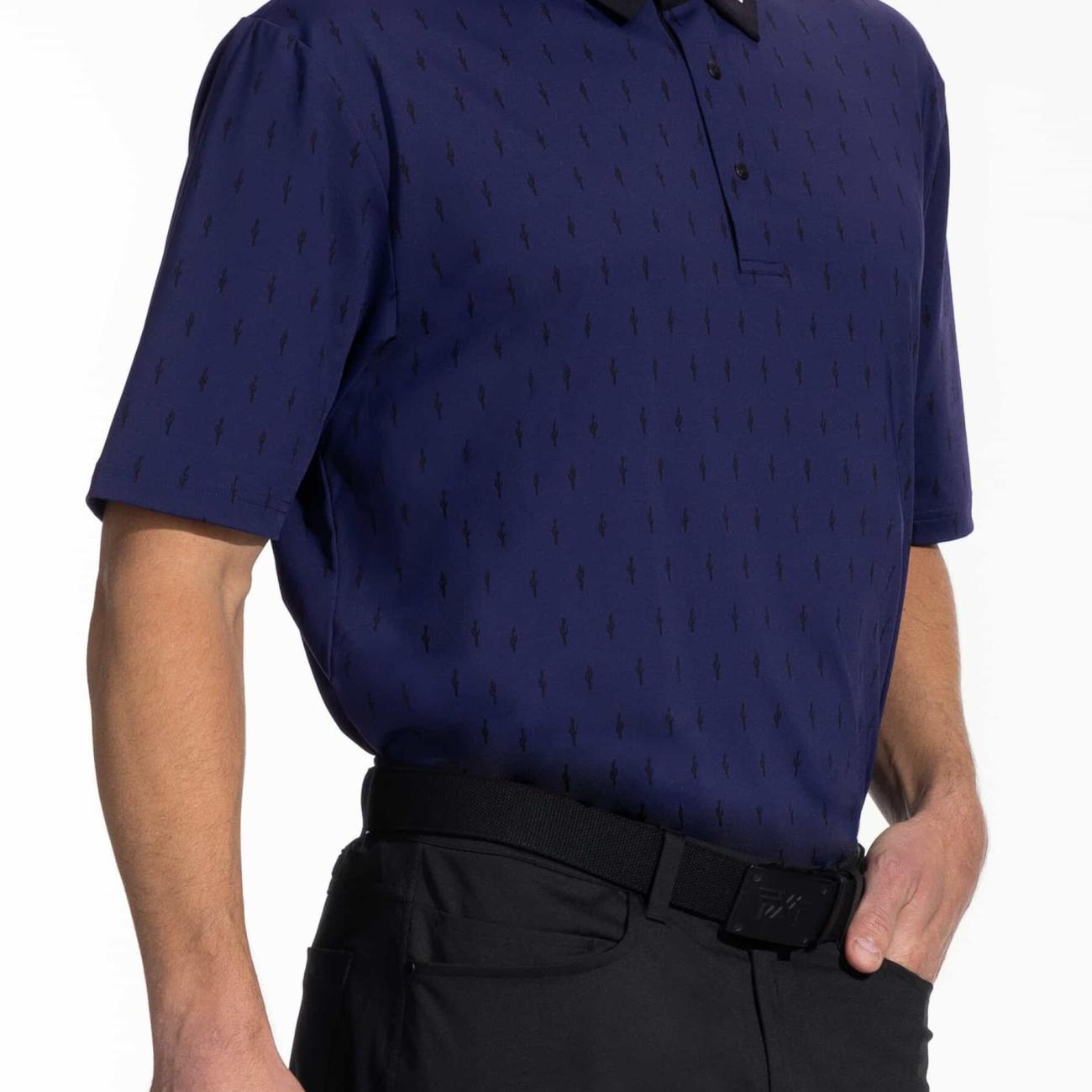 Men's COMFORT FIT CACTUS PRINT POLO - Navy