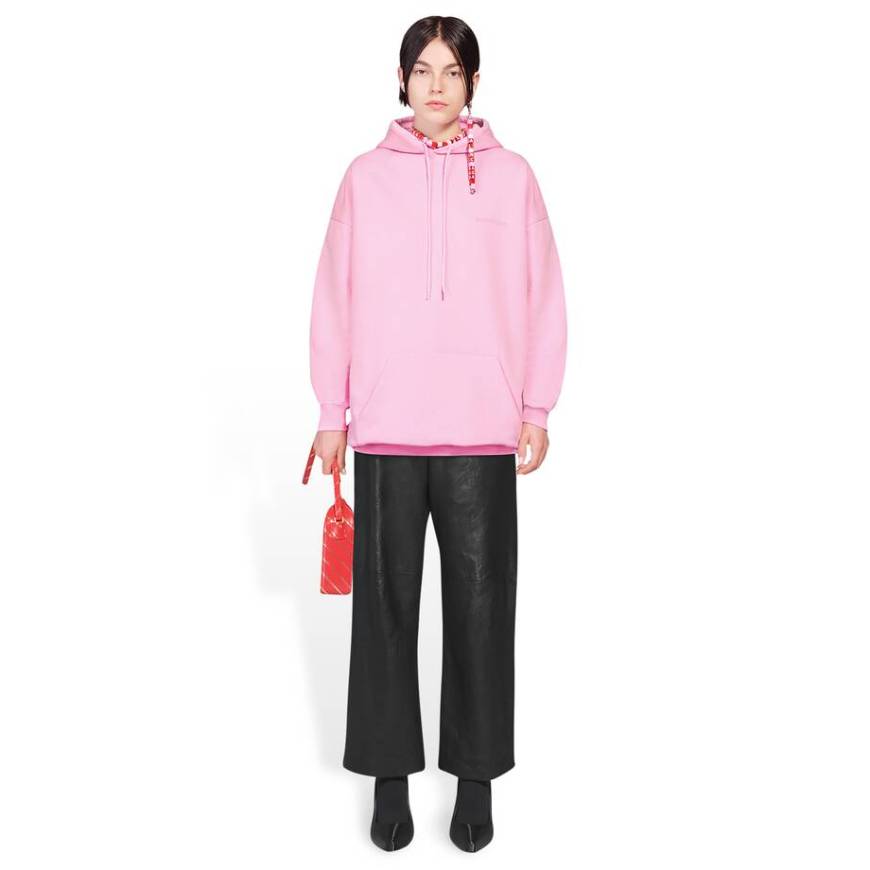 WOMEN'S BALENCIAGA HOODIE MEDIUM FIT IN PINK/WHITE