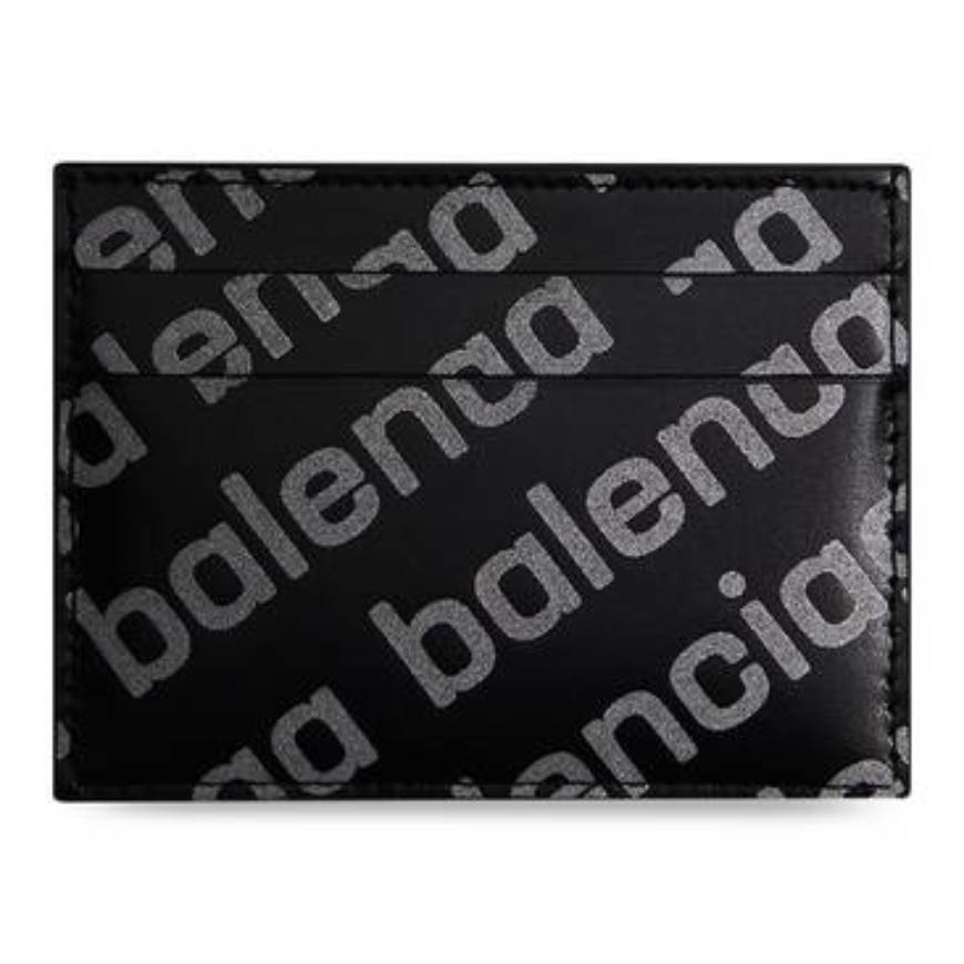 MEN'S CASH CARD HOLDER WITH REFLECTIVE ALLOVER LOGO PRINT IN BLACK