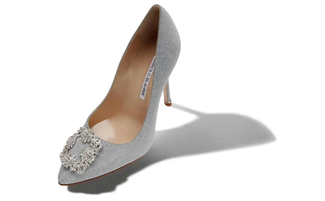 HANGISI GLITTER Silver Glitter Jewel Buckle Pumps