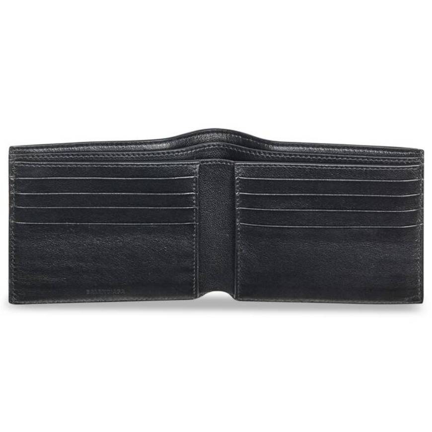 MEN'S CASH SQUARE FOLDED WALLET REFLECTIVE ALLOVER LOGO PRINTED IN BLACK