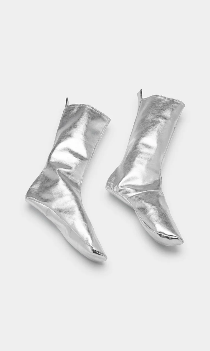 VEGAN LEATHER SOCKS Silver