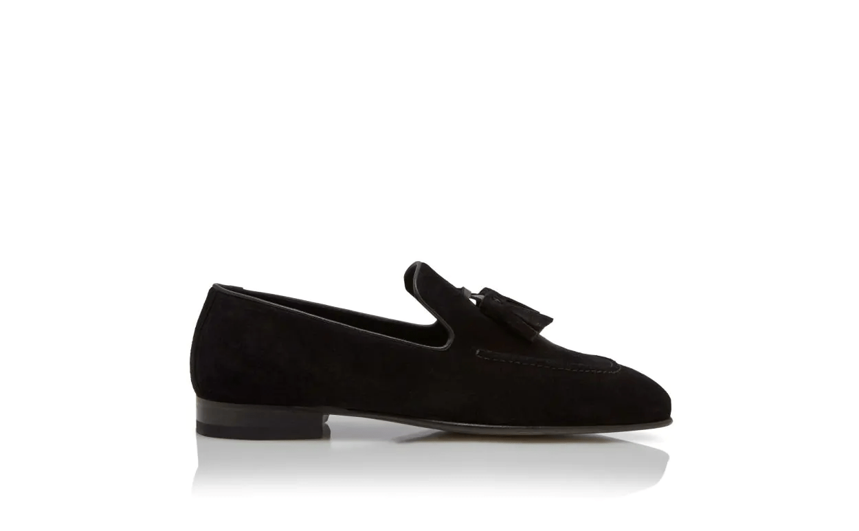 CHESTER BLACK SUEDE TASSEL LOAFERS 