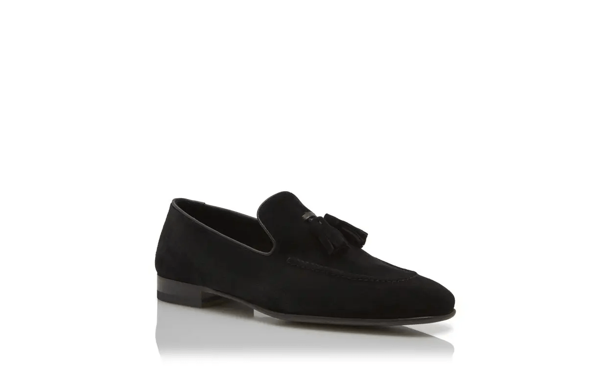 CHESTER BLACK SUEDE TASSEL LOAFERS 