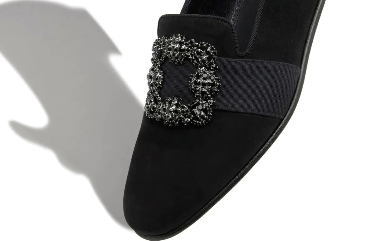 CARLTON BLACK SUEDE JEWEL BUCKLED LOAFERS 