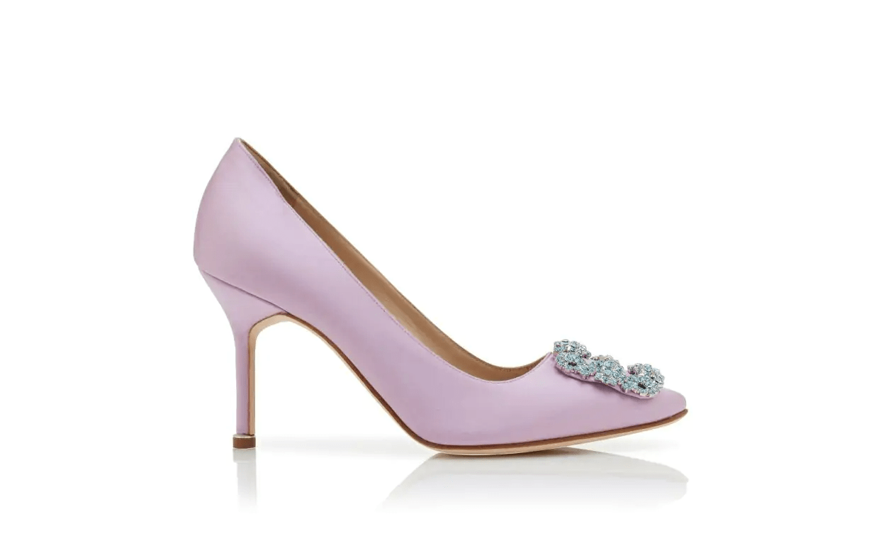HANGISI 90 LIGHT PURPLE SATIN JEWEL BUCKLE PUMPS