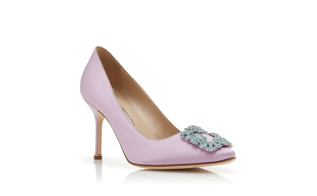 HANGISI 90 LIGHT PURPLE SATIN JEWEL BUCKLE PUMPS