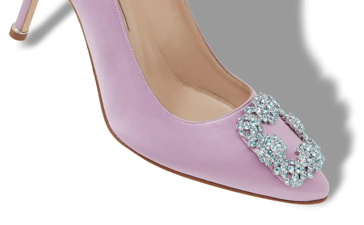 HANGISI 90 LIGHT PURPLE SATIN JEWEL BUCKLE PUMPS