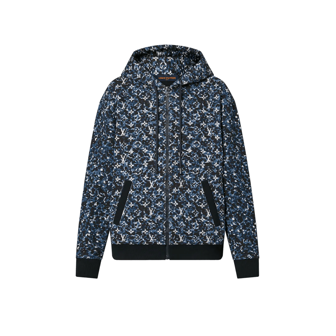 Monogram Zip Through Cotton Hoodie