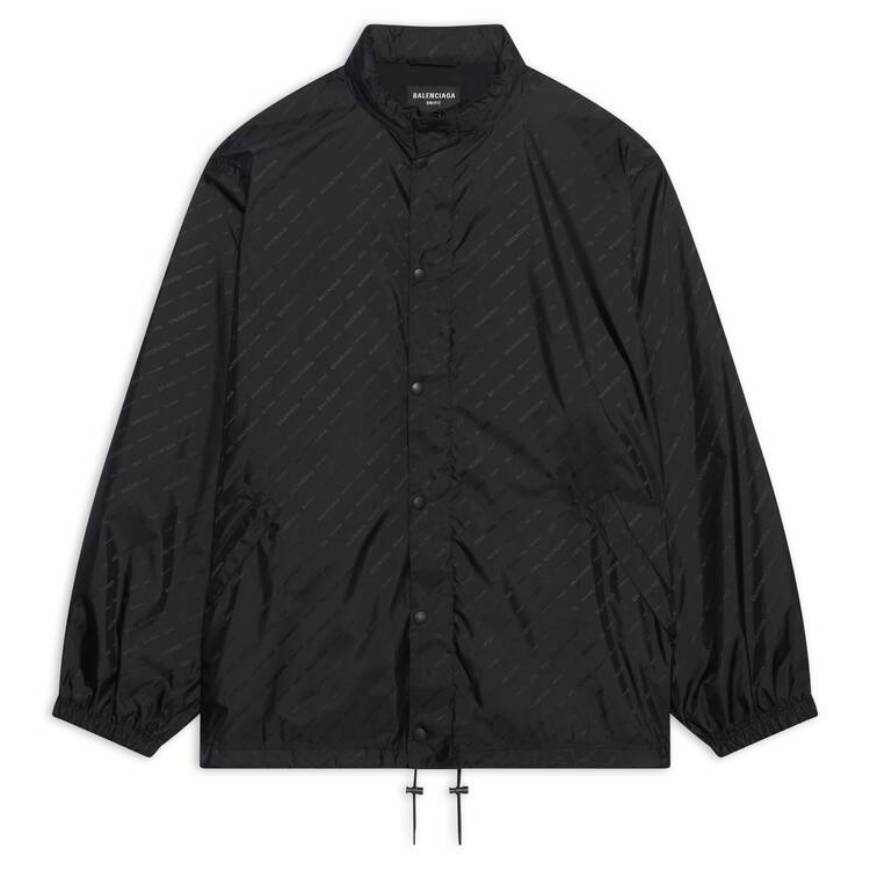 MEN'S ALLOVER LOGO RAIN JACKET IN BLACK