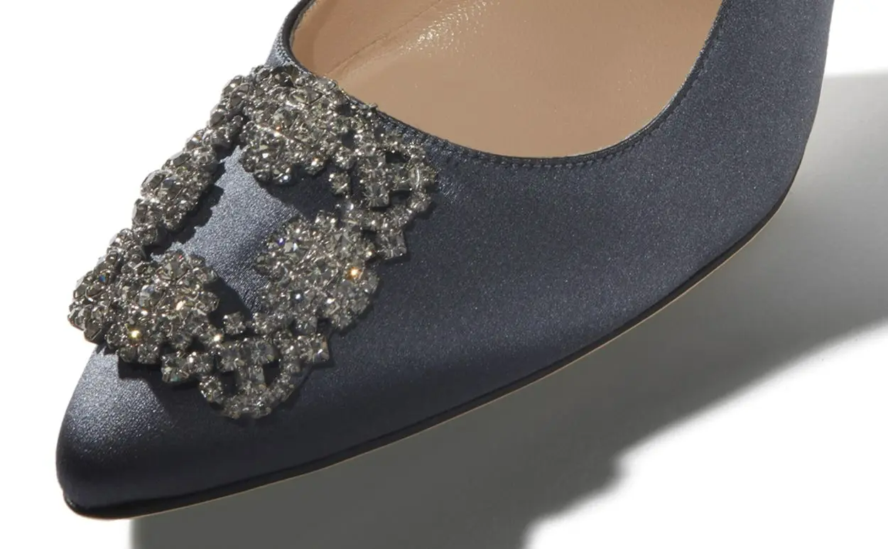 HANGISI DARK GREY SATIN JEWEL BUCKLE PUMPS 