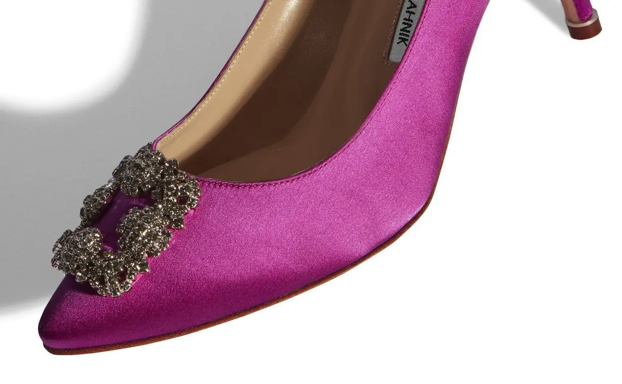 HANGISI 70 Dark Fuchsia Satin Jewel Buckle Pumps