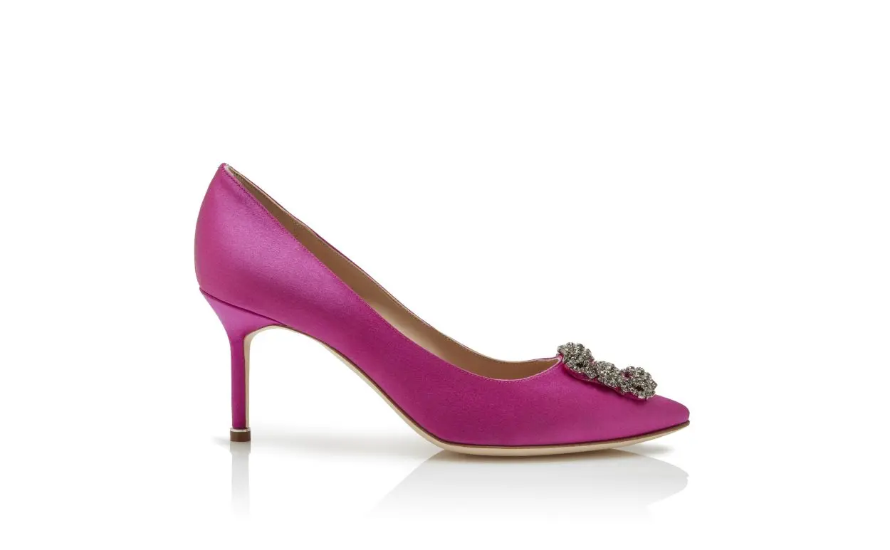 HANGISI 70 Purple Satin Jewel Buckle Pumps