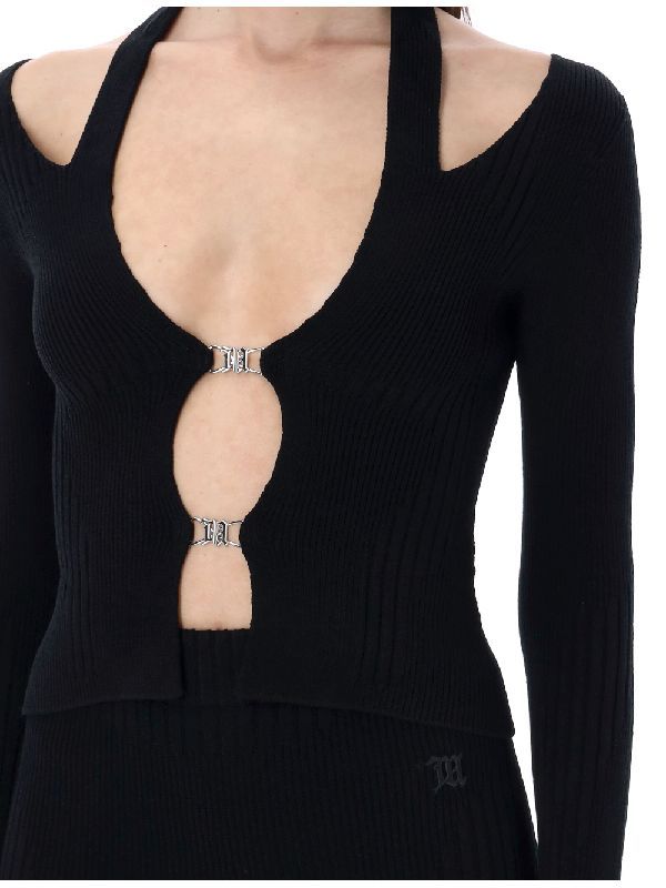 monogram closure halterneck cardigan