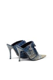  Diesel D-Venus Pocket Ml Heeled Mules In Washed Denim Brown