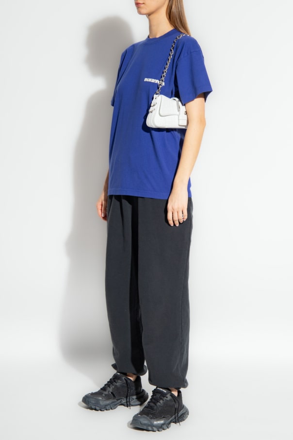 BALENCIAGA BLUE T-SHIRT WITH LOGO