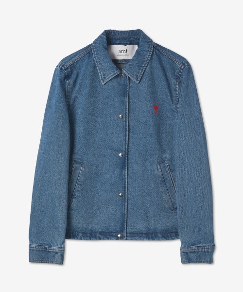 Men's Small Heart Logo Denim Jacket - Blue