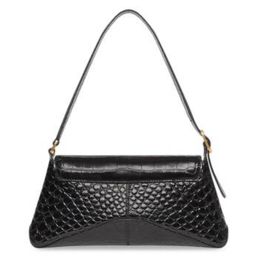WOMEN'S XX SMALL FLAP BAG CROCODILE EMBOSSED IN BLACK 