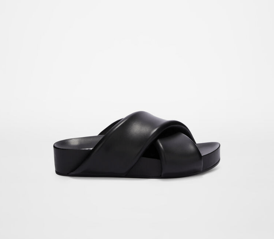 Cross-strap padded-leather slides 