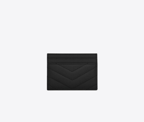 YSL CASSANDRE MATELASSÉ CARD CASE IN GRAIN DE POUDRE EMBOSSED LEATHER